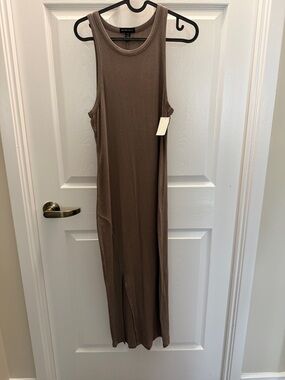 Beyond Yoga Ribbed Maxi Tank Dress in Taupe